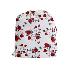 Vector Roses Pattern,red Flowers And Black Branches, Asymmetric Design Drawstring Pouch (xl) by Casemiro