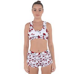 Vector Roses Pattern,red Flowers And Black Branches, Asymmetric Design Racerback Boyleg Bikini Set by Casemiro