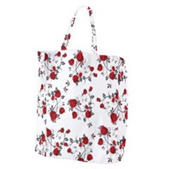 Vector Roses Pattern,red Flowers And Black Branches, Asymmetric Design Giant Grocery Tote by Casemiro