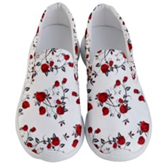 Vector Roses Pattern,red Flowers And Black Branches, Asymmetric Design Men s Lightweight Slip Ons by Casemiro