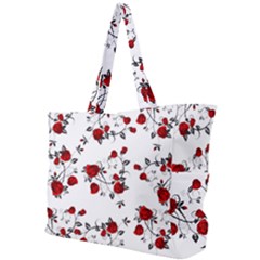 Vector Roses Pattern,red Flowers And Black Branches, Asymmetric Design Simple Shoulder Bag by Casemiro