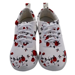 Vector Roses Pattern,red Flowers And Black Branches, Asymmetric Design Athletic Shoes by Casemiro