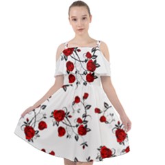 Vector Roses Pattern,red Flowers And Black Branches, Asymmetric Design Cut Out Shoulders Chiffon Dress by Casemiro