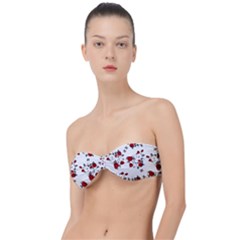 Vector Roses Pattern,red Flowers And Black Branches, Asymmetric Design Classic Bandeau Bikini Top  by Casemiro