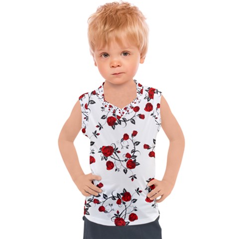 Vector Roses Pattern,red Flowers And Black Branches, Asymmetric Design Kids  Sport Tank Top by Casemiro