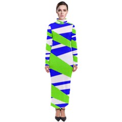 Abstract Triangles Pattern, Dotted Stripes, Grunge Design In Light Colors Turtleneck Maxi Dress by Casemiro