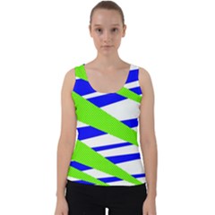 Abstract Triangles Pattern, Dotted Stripes, Grunge Design In Light Colors Velvet Tank Top by Casemiro