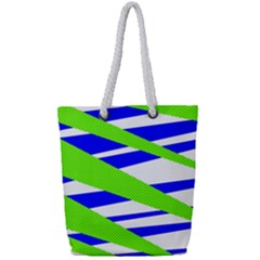 Abstract Triangles Pattern, Dotted Stripes, Grunge Design In Light Colors Full Print Rope Handle Tote (small) by Casemiro