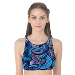 Blue Swirl Pattern Tank Bikini Top by designsbymallika