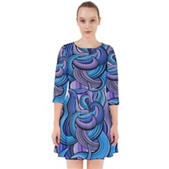 Blue Swirl Pattern Smock Dress by designsbymallika