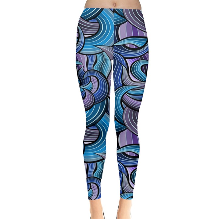 Blue Swirl Pattern Leggings 