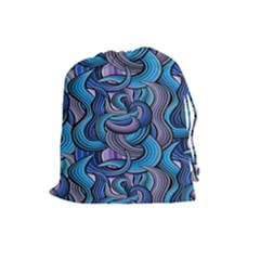 Blue Swirl Pattern Drawstring Pouch (large) by designsbymallika