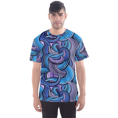 Blue Swirl Pattern Men s Sport Mesh Tee by designsbymallika