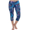 Blue Swirl Pattern Capri Yoga Leggings View1