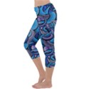 Blue Swirl Pattern Capri Yoga Leggings View2