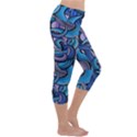 Blue Swirl Pattern Capri Yoga Leggings View3