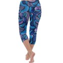 Blue Swirl Pattern Capri Yoga Leggings View4