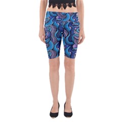 Blue Swirl Pattern Yoga Cropped Leggings by designsbymallika