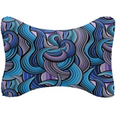 Blue Swirl Pattern Seat Head Rest Cushion by designsbymallika