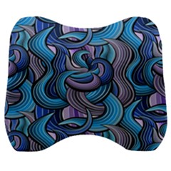 Blue Swirl Pattern Velour Head Support Cushion by designsbymallika