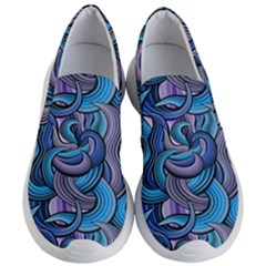 Blue Swirl Pattern Women s Lightweight Slip Ons by designsbymallika