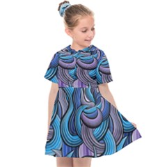 Blue Swirl Pattern Kids  Sailor Dress by designsbymallika