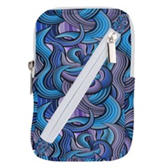 Blue Swirl Pattern Belt Pouch Bag (small) by designsbymallika