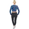 Blue Swirl Pattern Long Sleeve Cropped Velvet Jacket View2