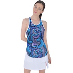 Blue Swirl Pattern Racer Back Mesh Tank Top by designsbymallika