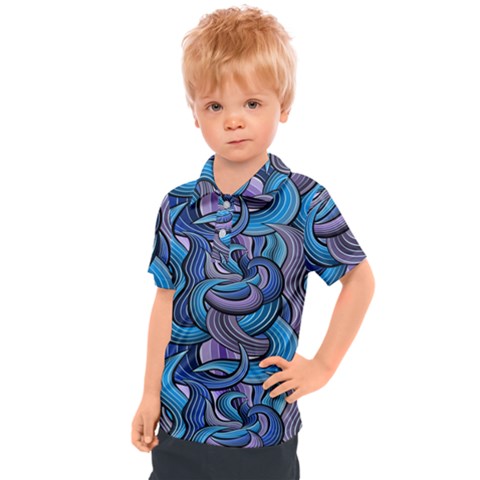 Blue Swirl Pattern Kids  Polo Tee by designsbymallika