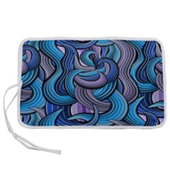 Blue Swirl Pattern Pen Storage Case (l) by designsbymallika