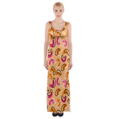 Beans Pattern Thigh Split Maxi Dress by designsbymallika