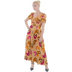 Beans Pattern Button Up Short Sleeve Maxi Dress by designsbymallika