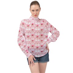 Love Birds High Neck Long Sleeve Chiffon Top