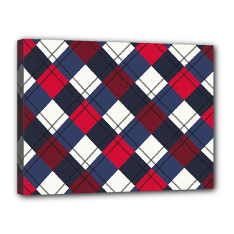 Checks Pattern Blue Red Canvas 16  X 12  (stretched) by designsbymallika