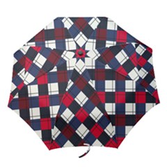 Checks Pattern Blue Red Folding Umbrellas by designsbymallika