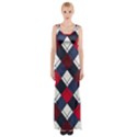 Checks Pattern Blue Red Thigh Split Maxi Dress View1