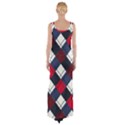 Checks Pattern Blue Red Thigh Split Maxi Dress View2