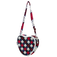 Checks Pattern Blue Red Heart Shoulder Bag