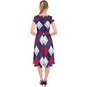 Checks Pattern Blue Red Cap Sleeve Front Wrap Midi Dress View2