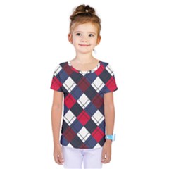 Checks Pattern Blue Red Kids  One Piece Tee