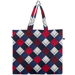 Checks Pattern Blue Red Canvas Travel Bag by designsbymallika