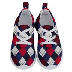 Checks Pattern Blue Red Running Shoes by designsbymallika