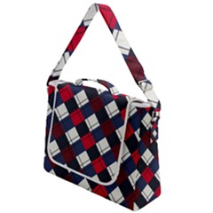 Checks Pattern Blue Red Box Up Messenger Bag by designsbymallika