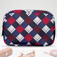 Checks Pattern Blue Red Make Up Pouch (small) by designsbymallika