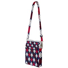 Checks Pattern Blue Red Multi Function Travel Bag by designsbymallika