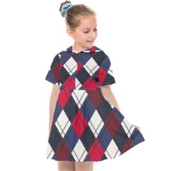 Checks Pattern Blue Red Kids  Sailor Dress by designsbymallika