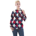 Checks Pattern Blue Red Women s Long Sleeve Pocket Shirt View1