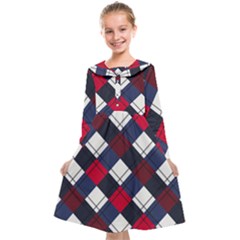 Checks Pattern Blue Red Kids  Midi Sailor Dress by designsbymallika