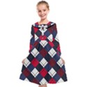 Checks Pattern Blue Red Kids  Midi Sailor Dress View1